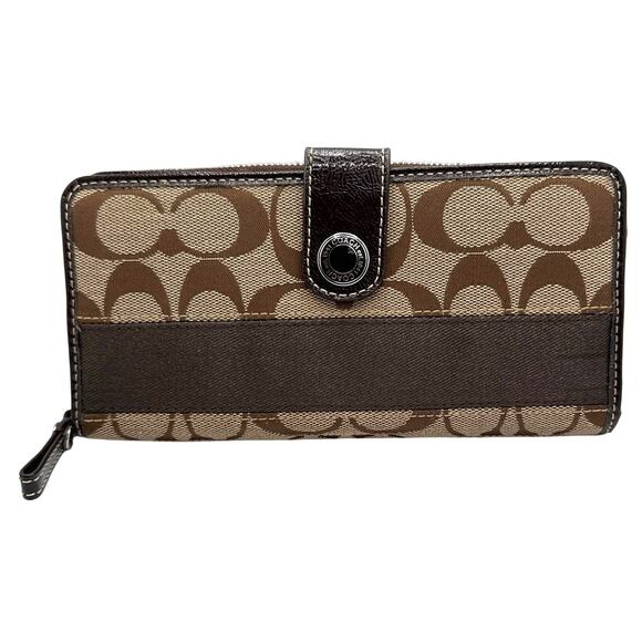 COACH Brown Signature Canvas Wallet - Picture 1 of 11
